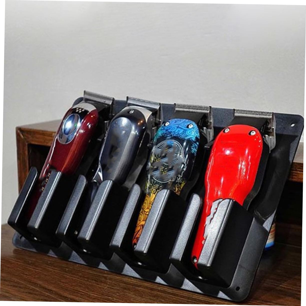 EXCEART Wall Mount Hair Clipper Holder Clipper Guard Holder and Barber Tools Organizer with Multi-Slot Storage for Combs Scissors Trimmers Salon or Home Use 11.81 X 7.87 X 1.96 in