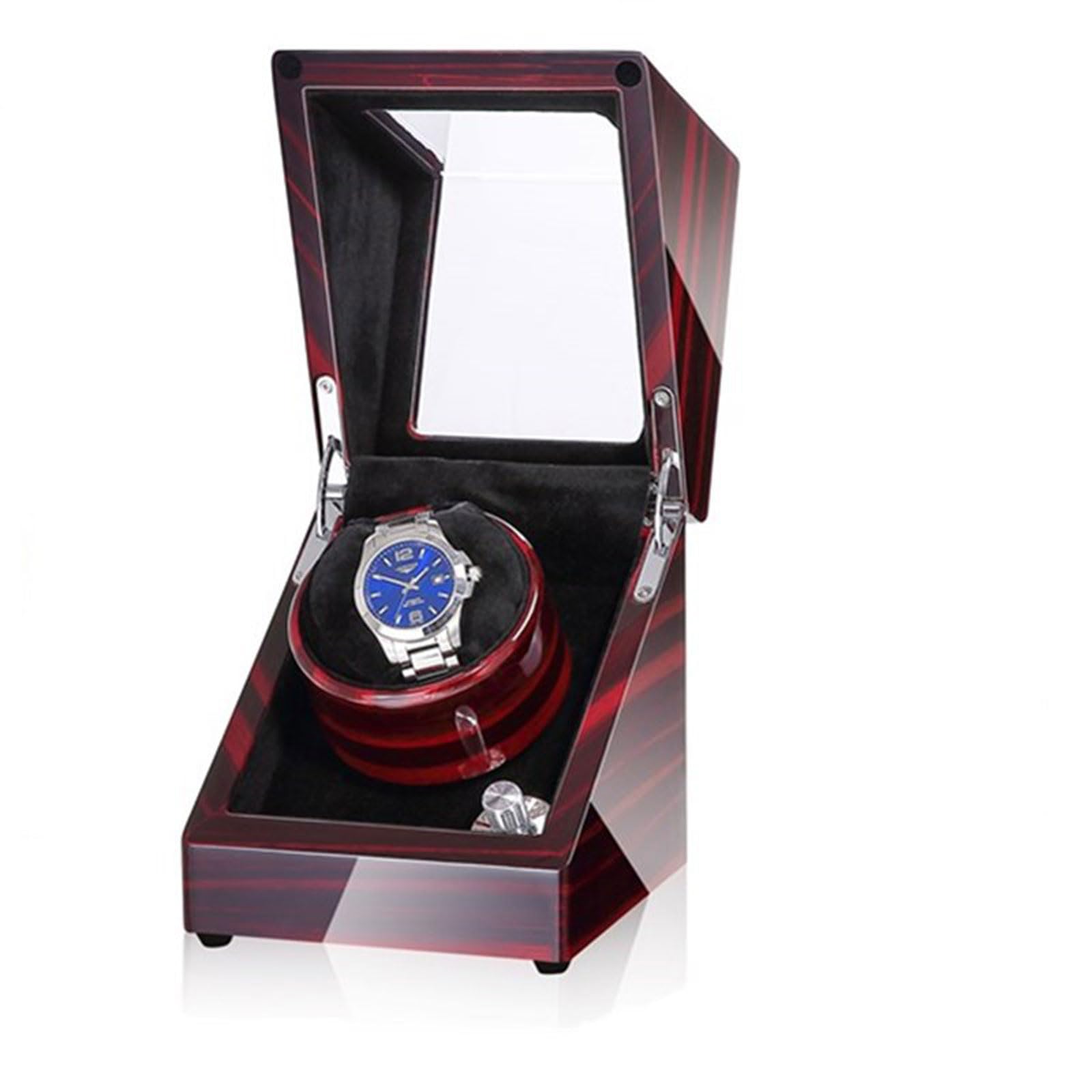 Carica Orologi Automatico Rotante,Elegante Scatola Carica Orologi Automatica Singola con Motore Silenzioso,5 Modalità di Rotazione,Alimentato a batteria o adattato CA Scatola carica orologi