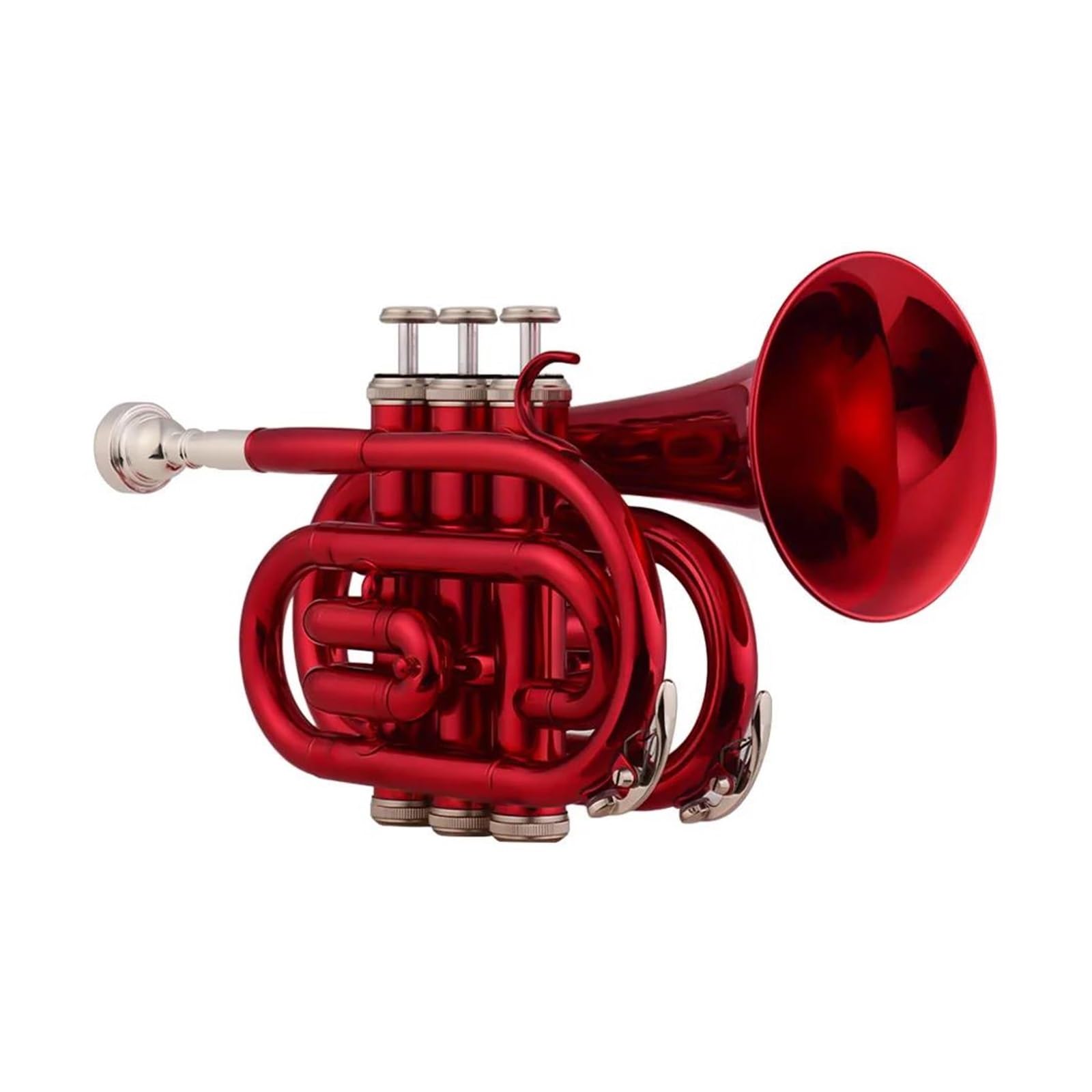Trąbki Trąbka Kieszonkowa Bb, Płaski Instrument Dęty Z Mosiądzu Z Ustnikiem, Futerał Do Przenoszenia Akcesoriów (Color : Crimson)