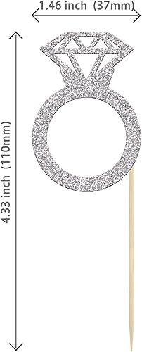 Miniatura 9 de 24 piezas de anillo de dona de diamante con purpurina de oro rosa para decoración de cupcakes, decoración de pasteles de compromiso, despedida de