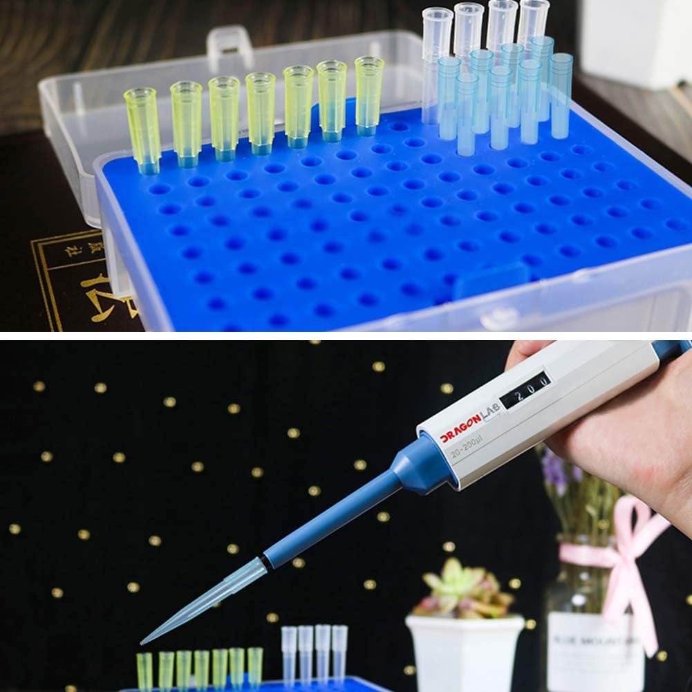 OLYCRAFT Puntali per Pipette 400 pz Puntale per Pipettatore in Plastica, Pipettatore Puntali per Pipette Clear Blue 1000ul / 1ml per Materiale di Laboratorio Esperimento Microchimico (Polipropilene)