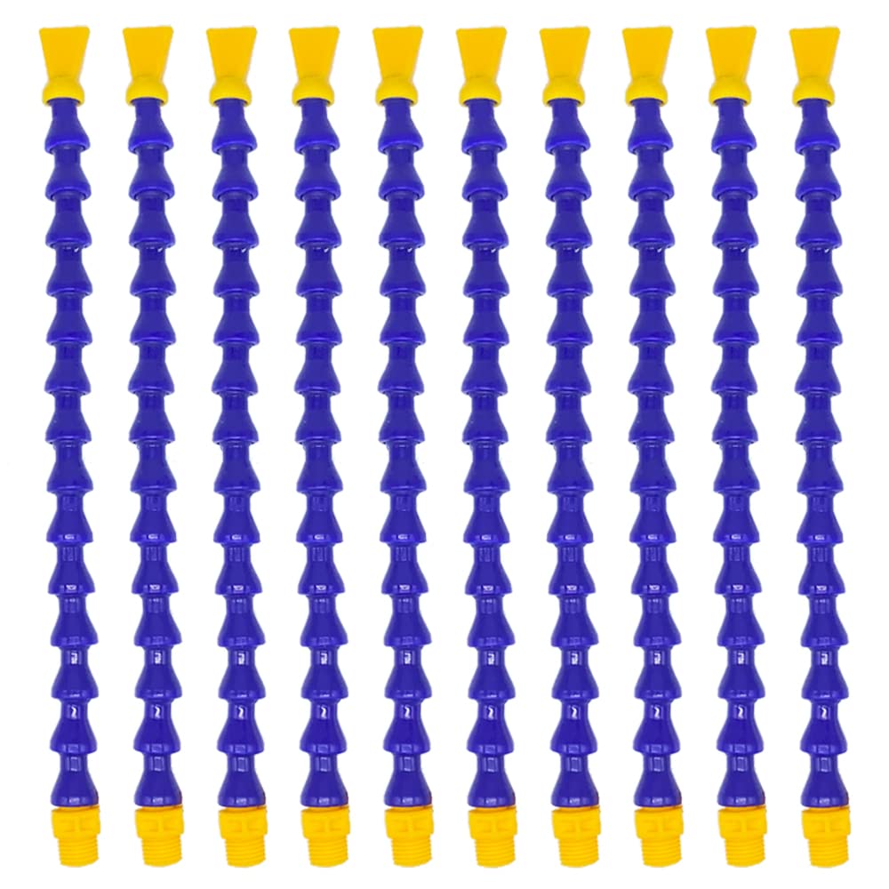 Wvapzwr Blue 10Pcs Plastic Flexible Water Oil Coolant Pipe Hose, Flat Nozzle 1/4Pt Adjustable Cooling Pipe Hose
