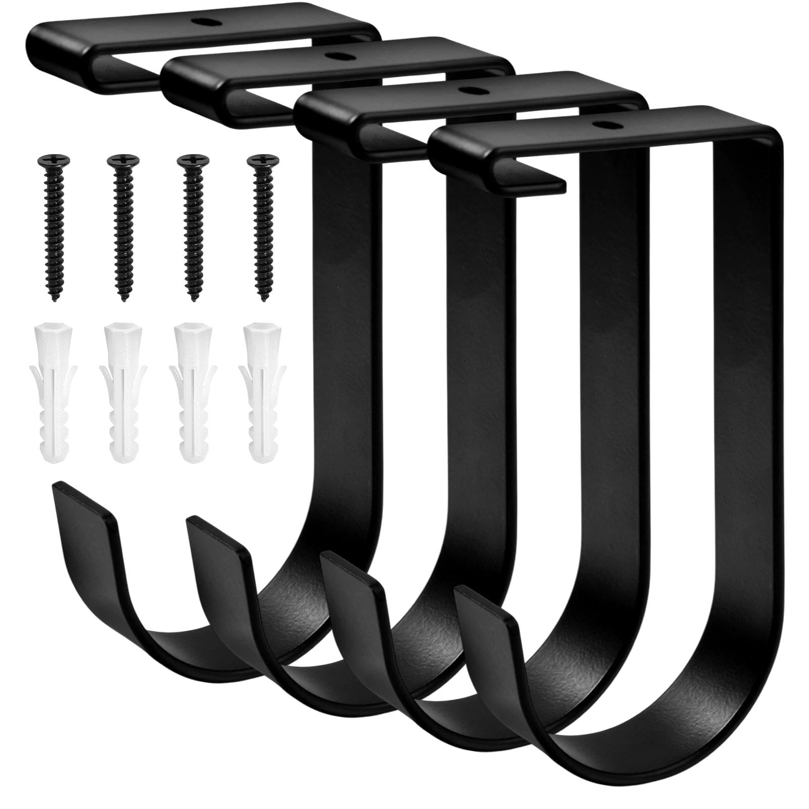 SPEEDWOX Heavy Duty Overhead Garage Storage Hooks for Ceiling Rack Wall Shelving and Bike Hanging - 4 Pack Add On Accessory Flat Hooks Bike Hooks for Garage Ceiling Mount Rack, Black