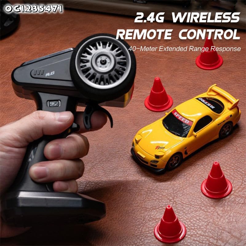 Image of Samtop Mini RC Drift Car for Adults, 1 /64 Rc Small RC Car Desktop Remote Control Cars with LED Lights, 4 * 4 Desk Drifting Crawler for Race, Hobby Gifts and Toys (AE86)