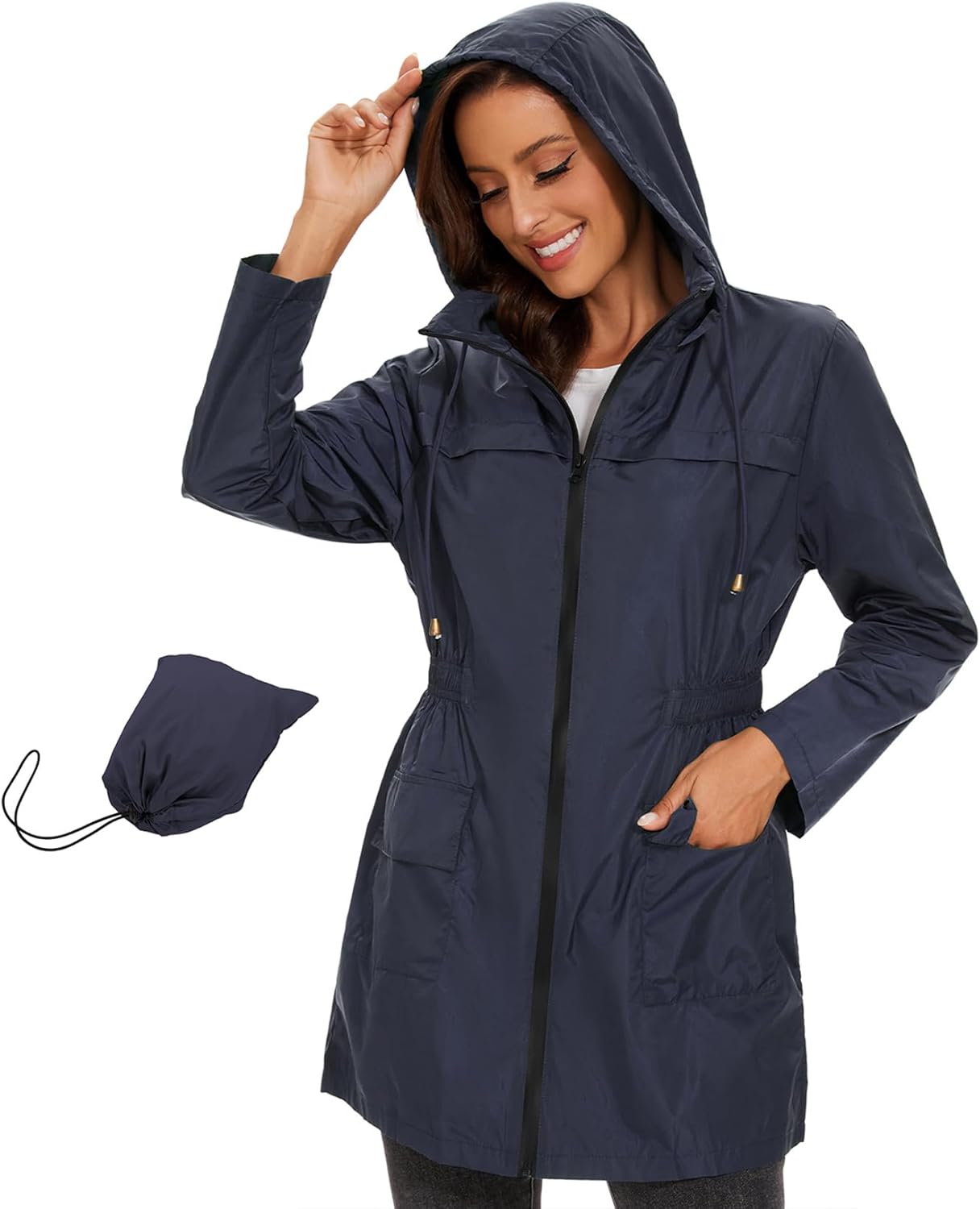 Century Star Packable Rain Jackets Waterproof Womens Rain Coats with Hood Lightweight Windbreaker Jacket