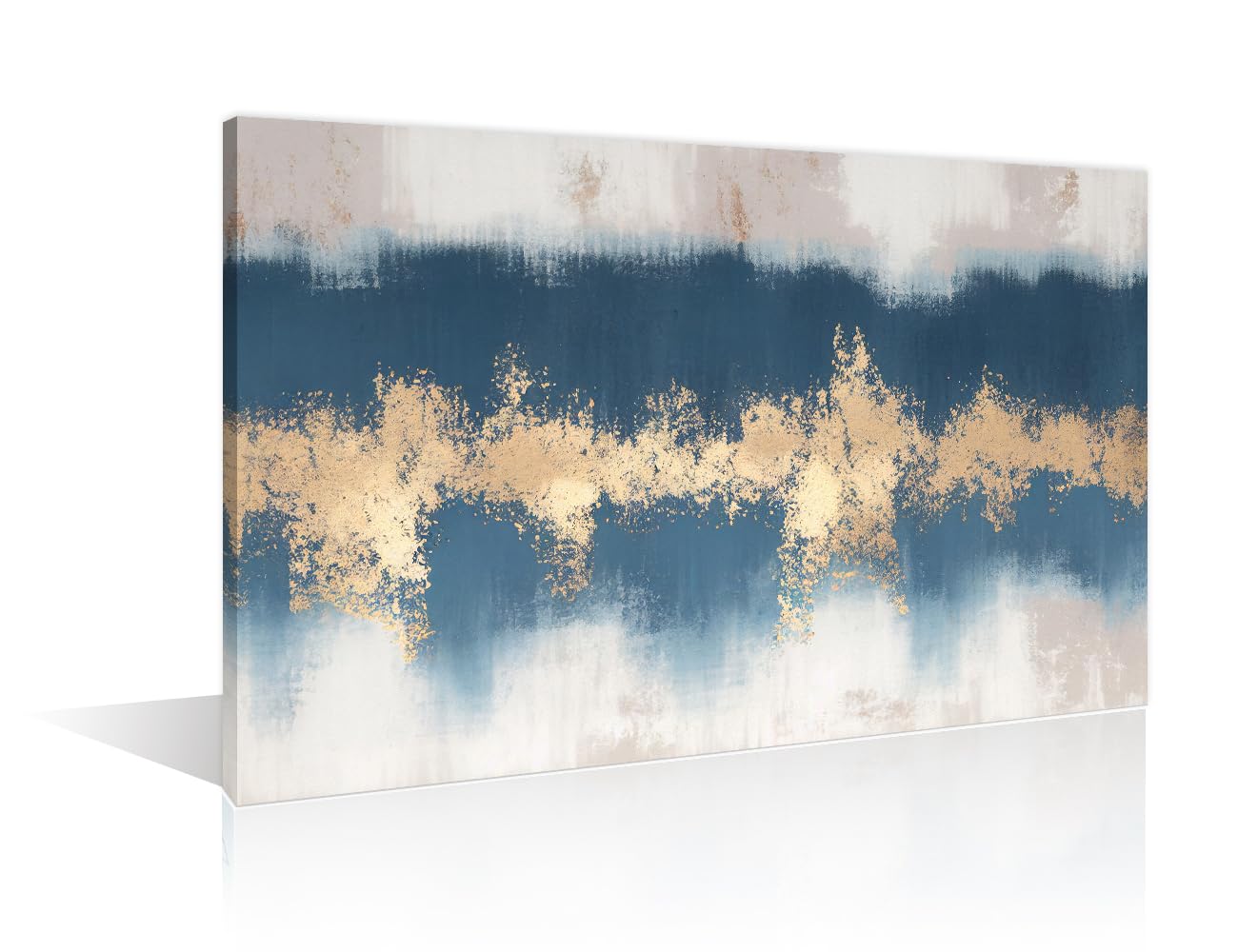Abstract Wall Art Painting on Canvas 1 Panels Abstract Blue and White Background Texture Bedroom Wall Art Modern Home Decor House Decor for Living Room Stretched on Wooden Frame, (24"Wx36"H) โ image 1