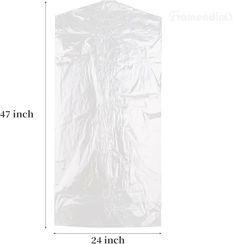 Miniatura 16 de Framendino, Paquete de 20 bolsas de plástico de limpieza en seco de 23.63 x 60 pulgadas, fundas de ropa desechables para colgar 59.8 in,90/100/59.8