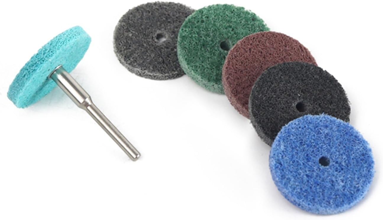 GErnie 1/12/55Pcs Nylon Fibre Abrasive Point T-shaped Non-woven Polishing Gridning Head 3mm Shank Grinding Rotay Power Air Tools
