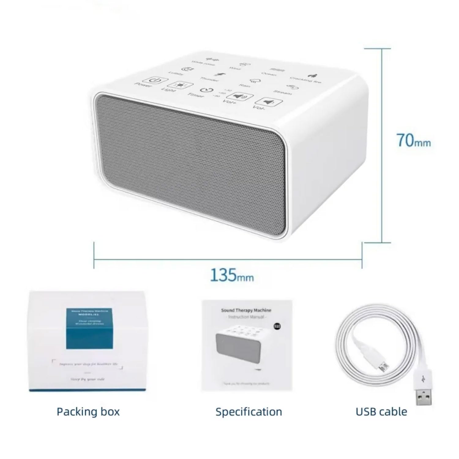 Ayuda Musical Para Dormir, Máquina De Ruido Blanco De 8 Sonidos Con Luz Ambiental LED, Luz Nocturna Recargable De 1800 MAh, Ayuda Para Dormir Con 3 Temporizadores Para Niños, Adultos, Personas Mayores