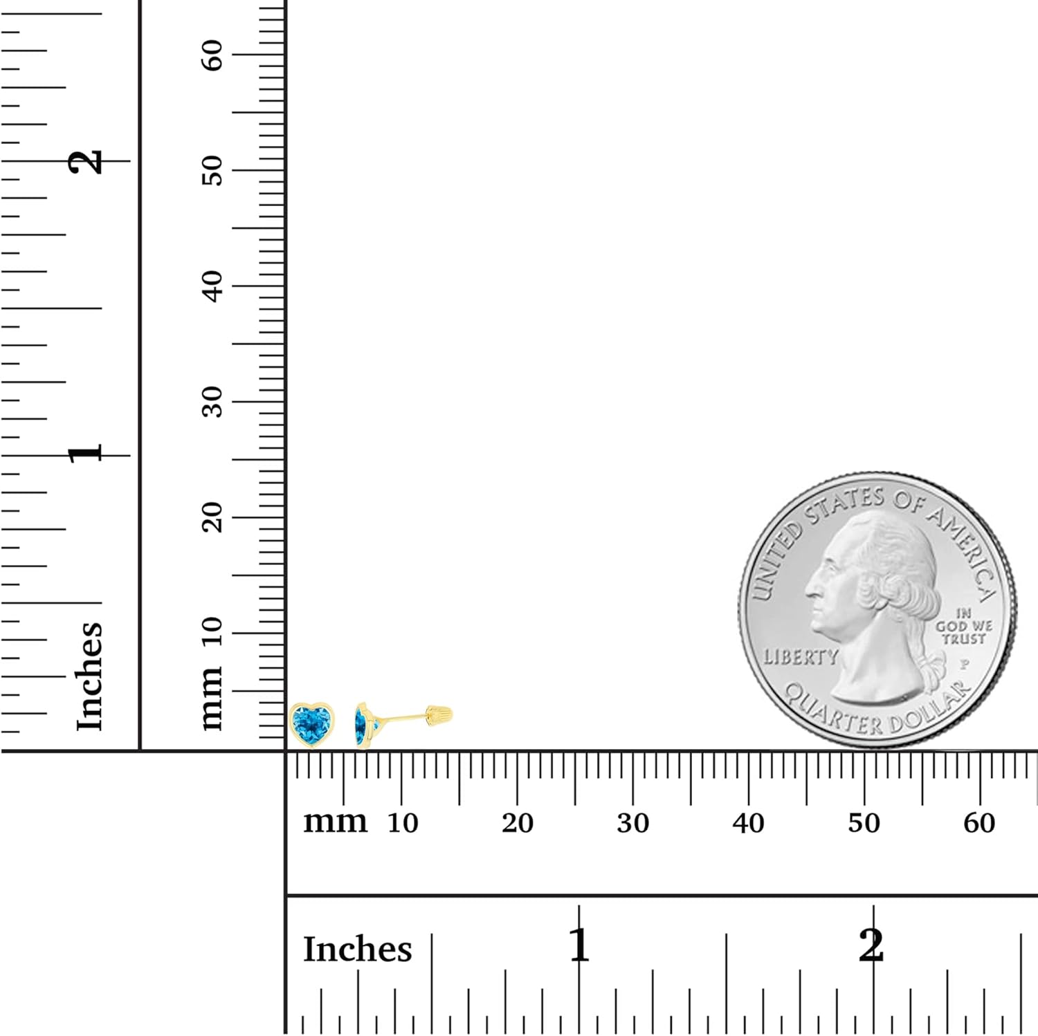 Solid 14K Gold Hypoallergenic 4mm Heart Shaped Birthstone Polished Bezel Screw Back Stud Earrings - Image 4