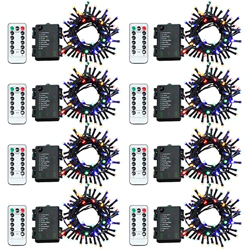 Tuanse 8 Pack Battery Operated Outdoor Christmas Tree String Lights,16.4 ft Mini Light Outdoor Christmas Lights with 50 Led of Dark Green Cable Lighting for Bedroom Garden Yard (Colorful Light) Tuanse 8 Pack Battery Operated Outdoor Christmas Tree String Lights,16.4 ft Mini Light Outdoor Christmas Lights with 50 Led of Dark Green Cable Lighting for Bedroom Garden Yard (Colorful Light)