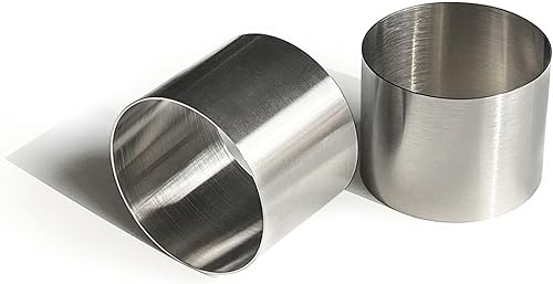 Paquete de 2 anillos redondos para alimentos, acero inoxidable (1.75 pulgadas de profundidad x 3 pulgadas de alto)
