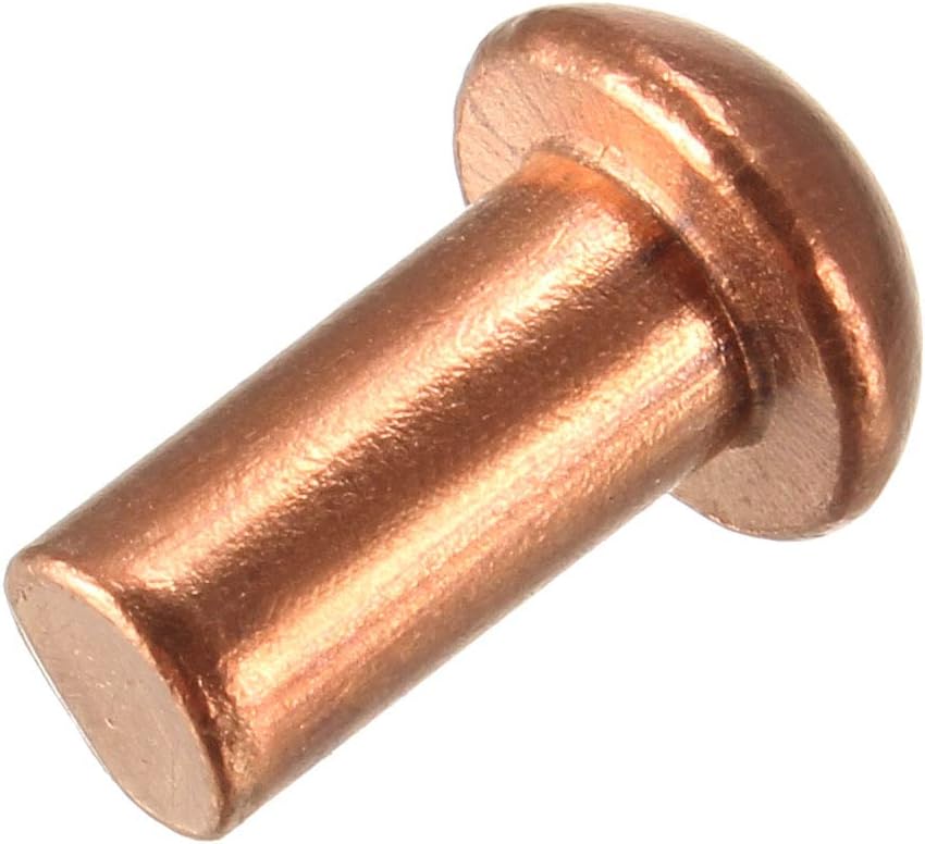 uxcell 50 Pcs 13/64" x 25/64" Round Head Copper Solid Rivets Fasteners