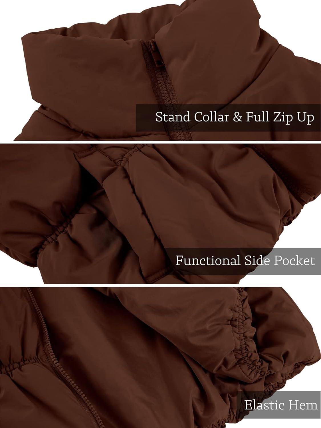 SySea Women's Crop Puffer Vest Winter Zip Up Lightweight Sleeveless Warm Outerwear Padded Coat - Image 6