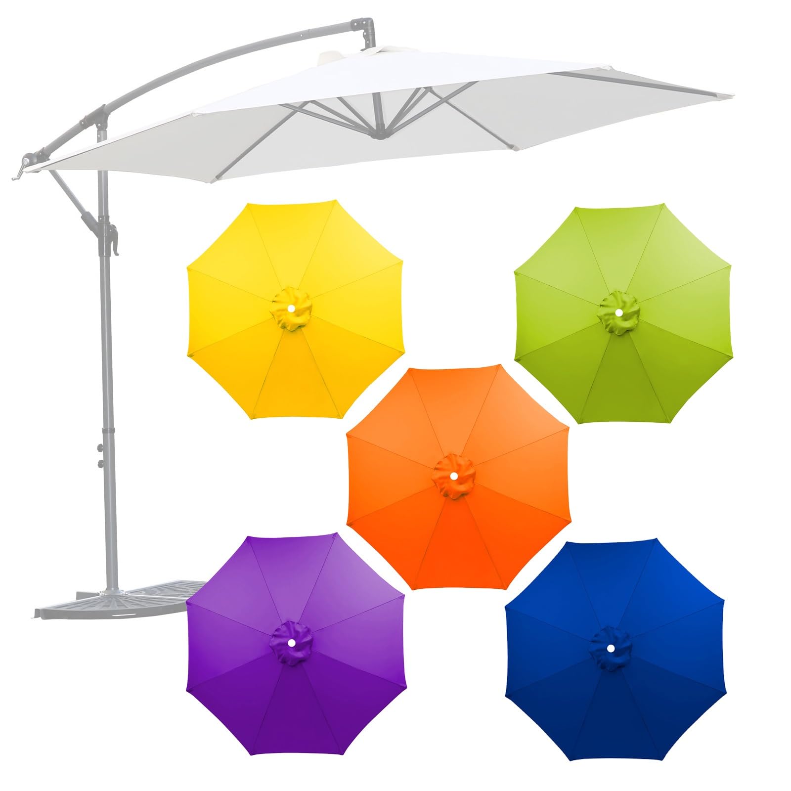 Replacement Parasol Canopy Waterproof, 6/8 Arms, 6.5 7.5 9 10FT, Reinforced Durable Garden Parasol Cover Patio Umbrella Cloth, Large Weatherproof UVsAnti Washable Windproof(Green,2.3M/6Ribs)