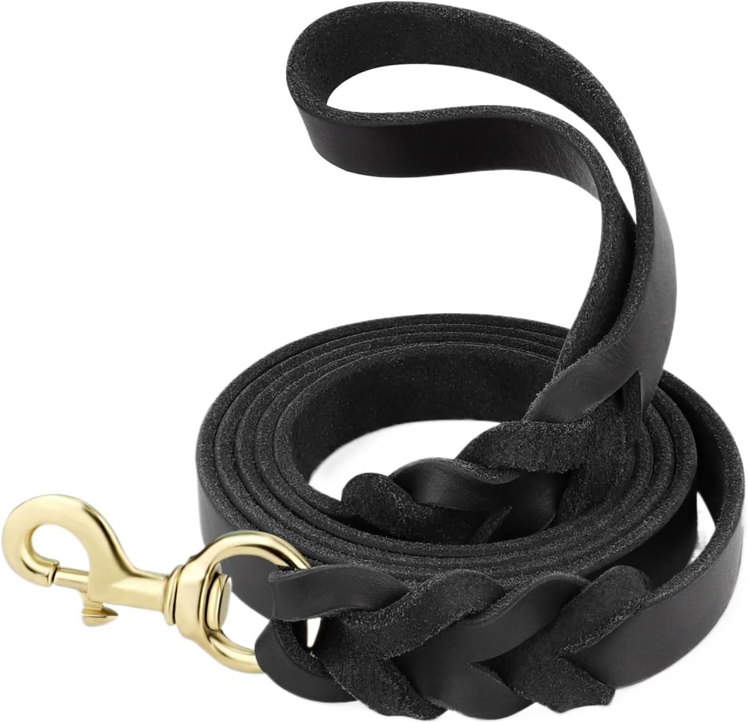 2.1-2.6M Leather Dog Leash, Heavy Duty Braided Leashes,Compatible for Large Medium Small Dogs Shepherd Training and Walking(Black,S 210cm x 12mm)
