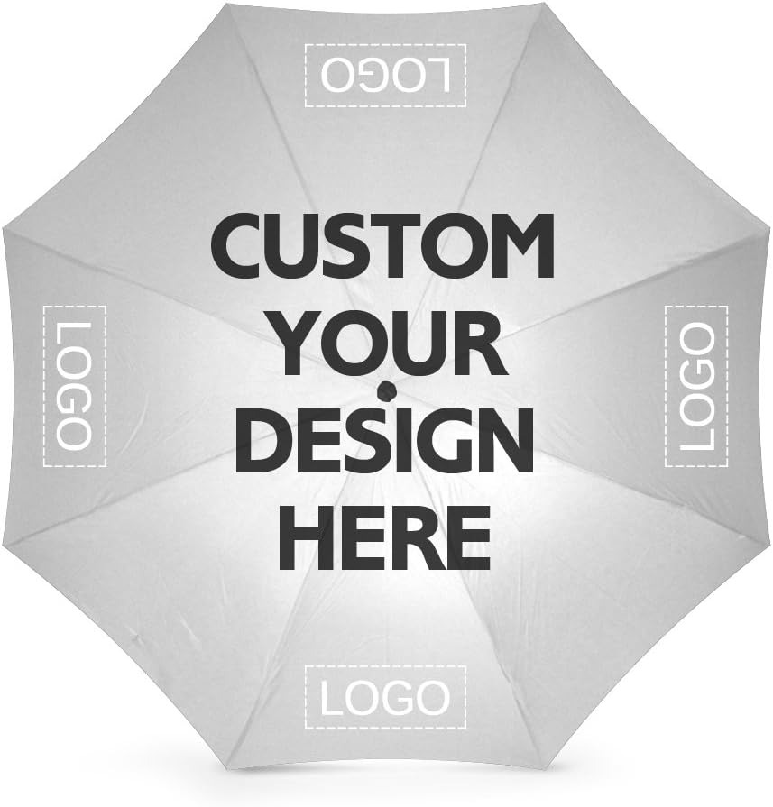Personalized Custom Umbrellas With Logo Picture or Text Print, Rainy/Sunny Automatic Foldable Umbrella