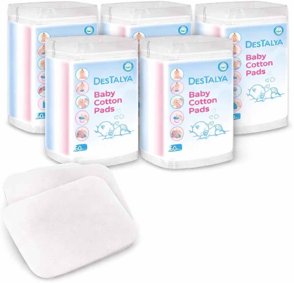 Baby Cotton Pads 360 Count (6x60) | 100% Cotton Maxi Squares for Diaper Change | Sensitive Skin, Soft, Lint-Free, Large Pads for Baby Care, Cosmetic Use (Maxi Pads 360)