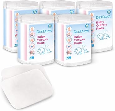 Destalya Baby Cotton Pads 360 Count 6x60 | 100% Cotton Maxi Squares for Diaper Change | Sensitive Skin, Soft, Lint-Free, Large Pads for Baby Care, Cosmetic Use Maxi Pads 360