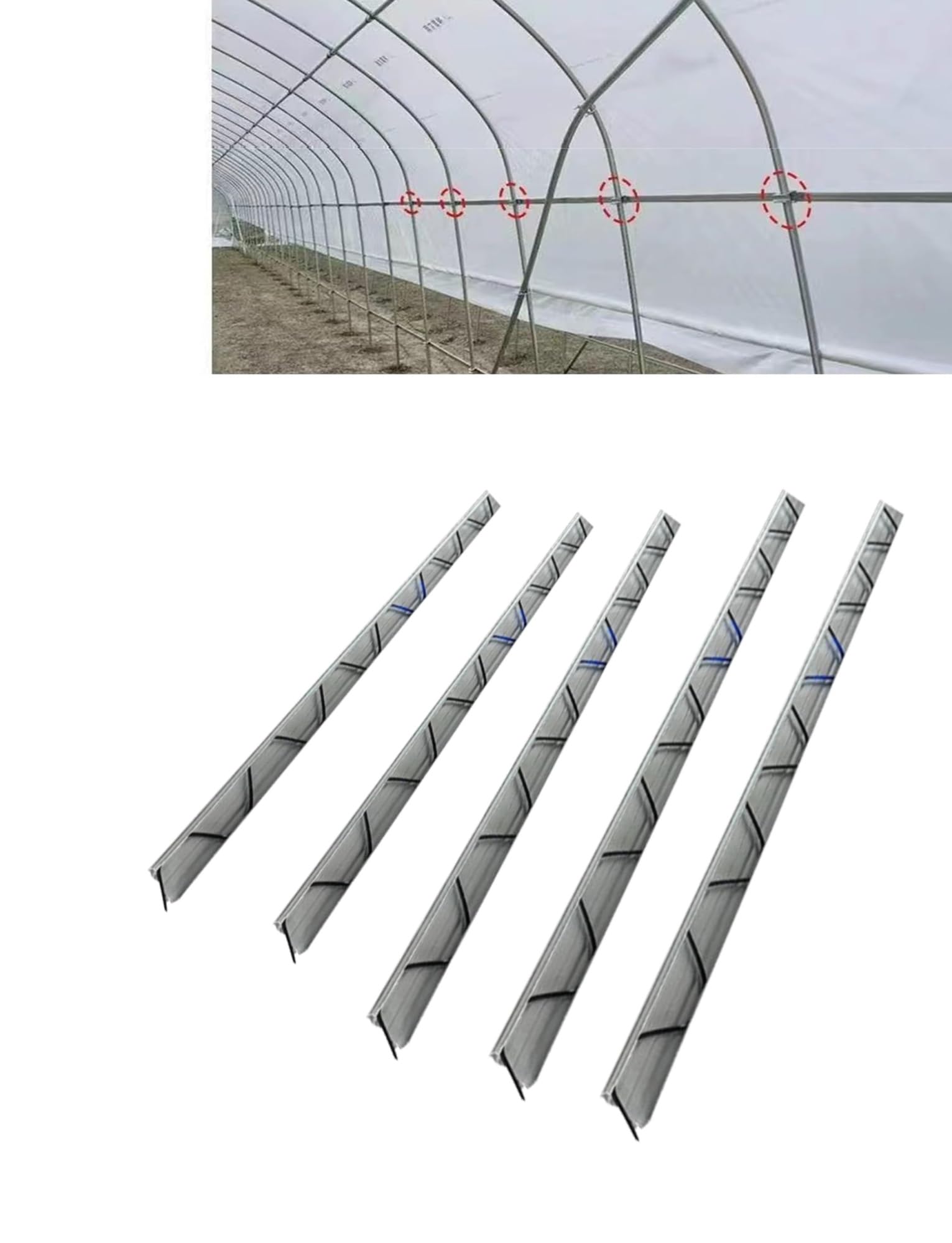 Kit de Fixation pour Film de Serre : profilé en U en Alliage d'aluminium avec Ressorts oscillants - Pinces de Fixation Robustes pour Tunnels en polyéthylène (1,2 mm x 394 po)