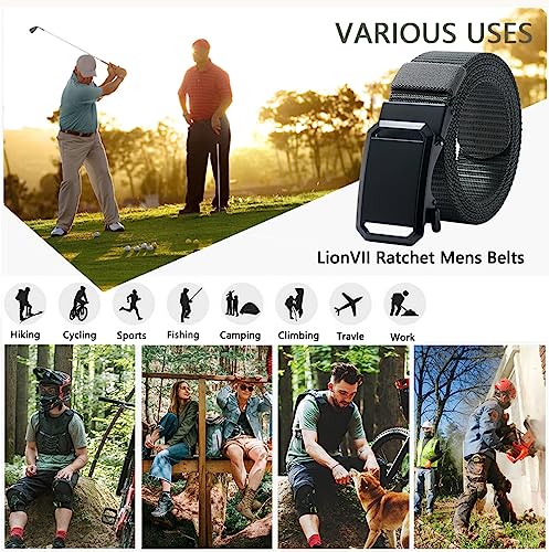 Image of LionVII Men's Belt,Ratchet Belt for Men Casual, Nylon Jeans Belt with Click Buckle, Breathable Fabric Waist Strap Easy Adjustable Trim to Fit 28-49 inch Waist