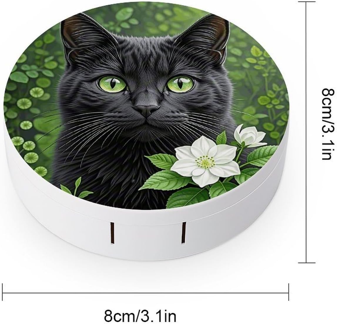Black Cat Flower Contact Lens Case with Cleaner Washer Cute Contact Lens Soak Storage Holder Container with Mirror Mini Portable Contact Lens Box Set for Travel Outdoor Use