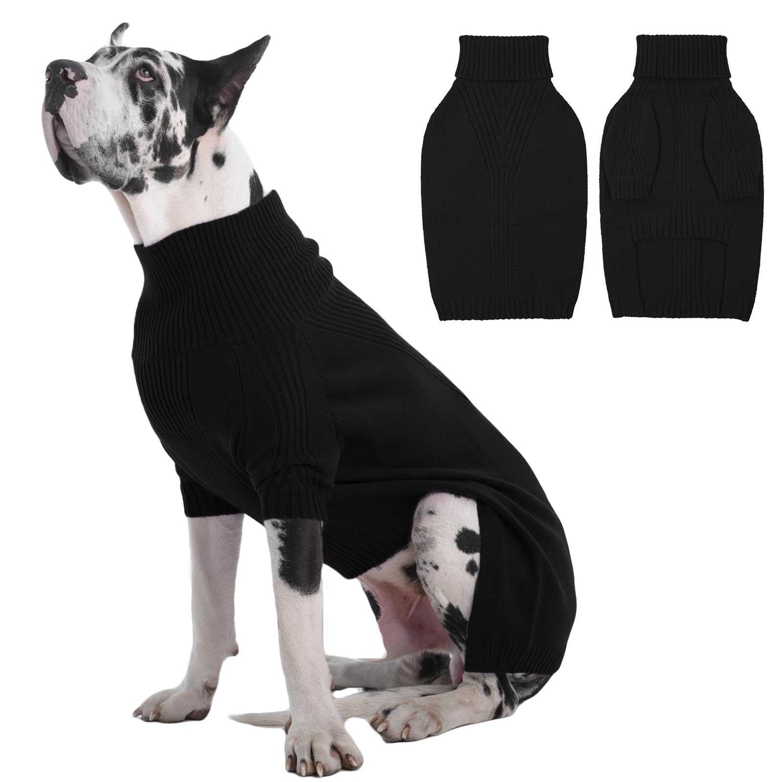 IECOii Great Dane Sweater,5XL Extra Large Sweater for Giant Breed Dogs in Winter,Turtleneck Cold Weather Knit Clothes,Machine Washable,Elastic