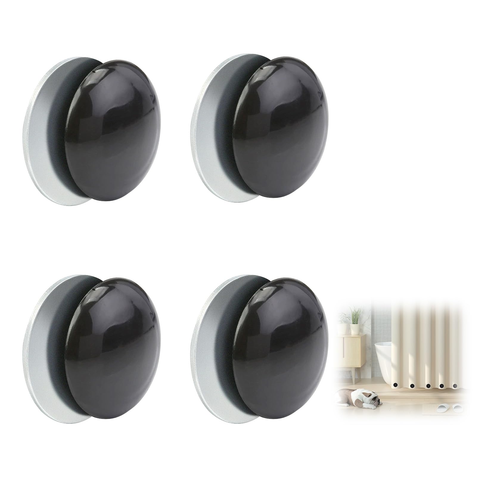 SMCEHEYA 4 Pcs Shower Curtain Weights Curtain Magnets for Fixing Hem Self Priming Shower Curtain Weights for Drapery Curtain Tablecloth 4cm Diameter Round Magnetic Clips