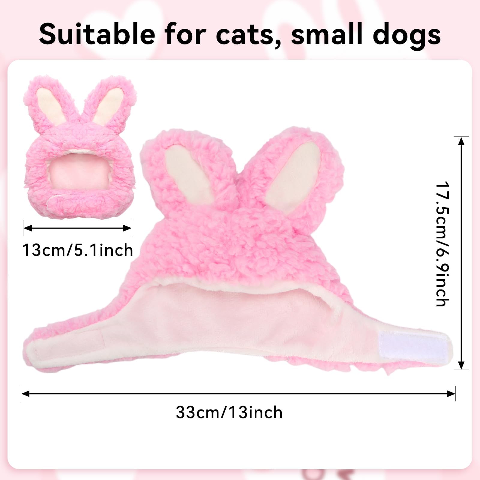 Disfraz de Gato Orejas de Conejo, Gorro para Mascotas Pascua, Apto para Gatos y Perros Pequeños (Rosa)