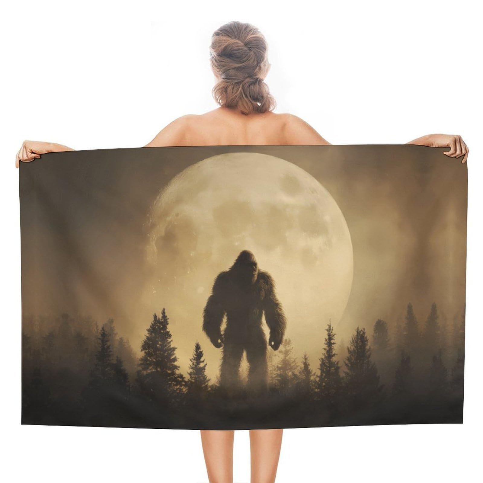 CGSBNGHA Bigfoot Sasquatch And Moon Beach Towels Soft Bathroom Bath Pool Swim Towels for Women Men