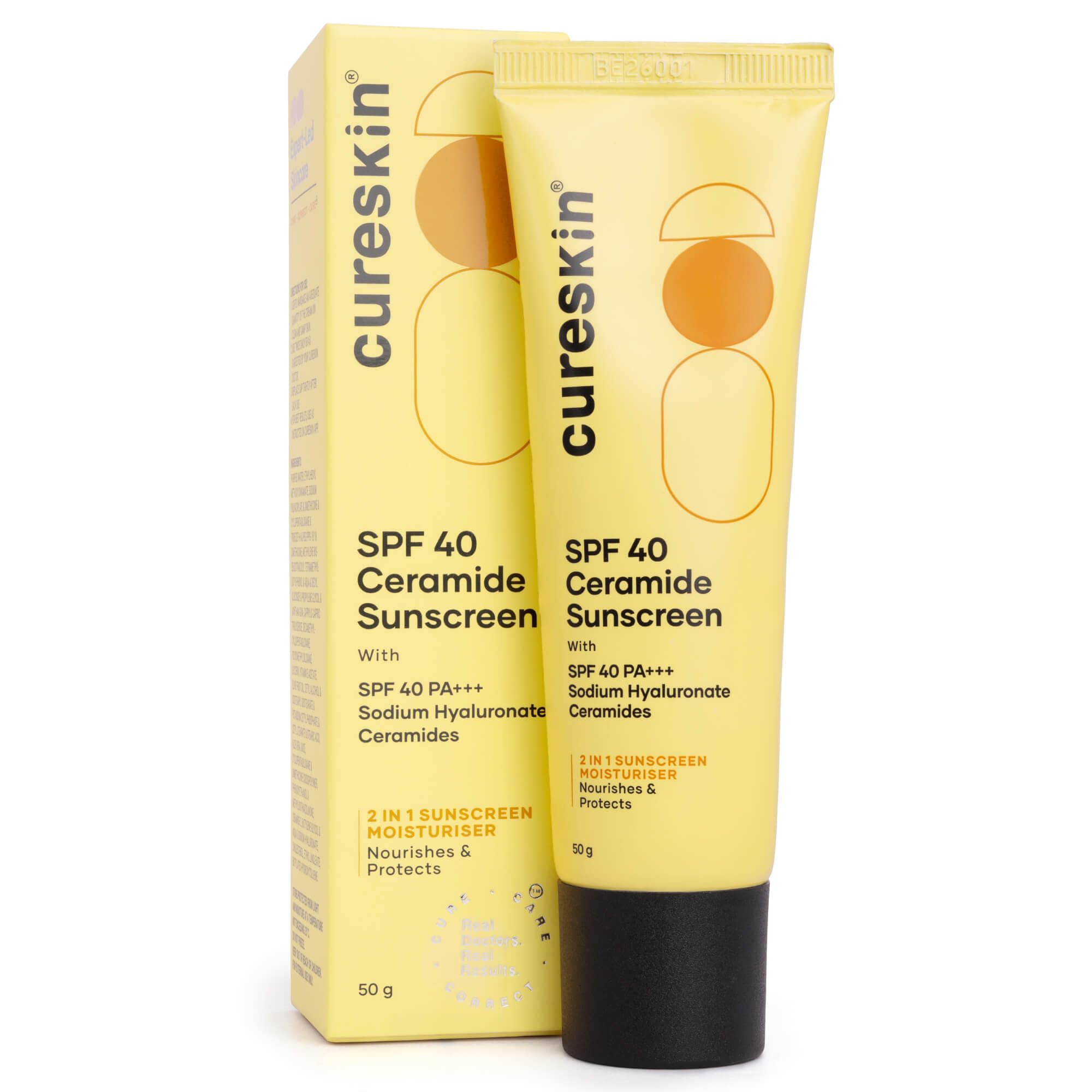 Cureskin SPF 40 Ceramide Sunscreen with Hyaluronic Acid & Ceramides | 2-in-1 Sunscreen Moisturizer, Broad Spectrum, SPF 40 & PA+++, 1.76 Ounce (Pack of 1)