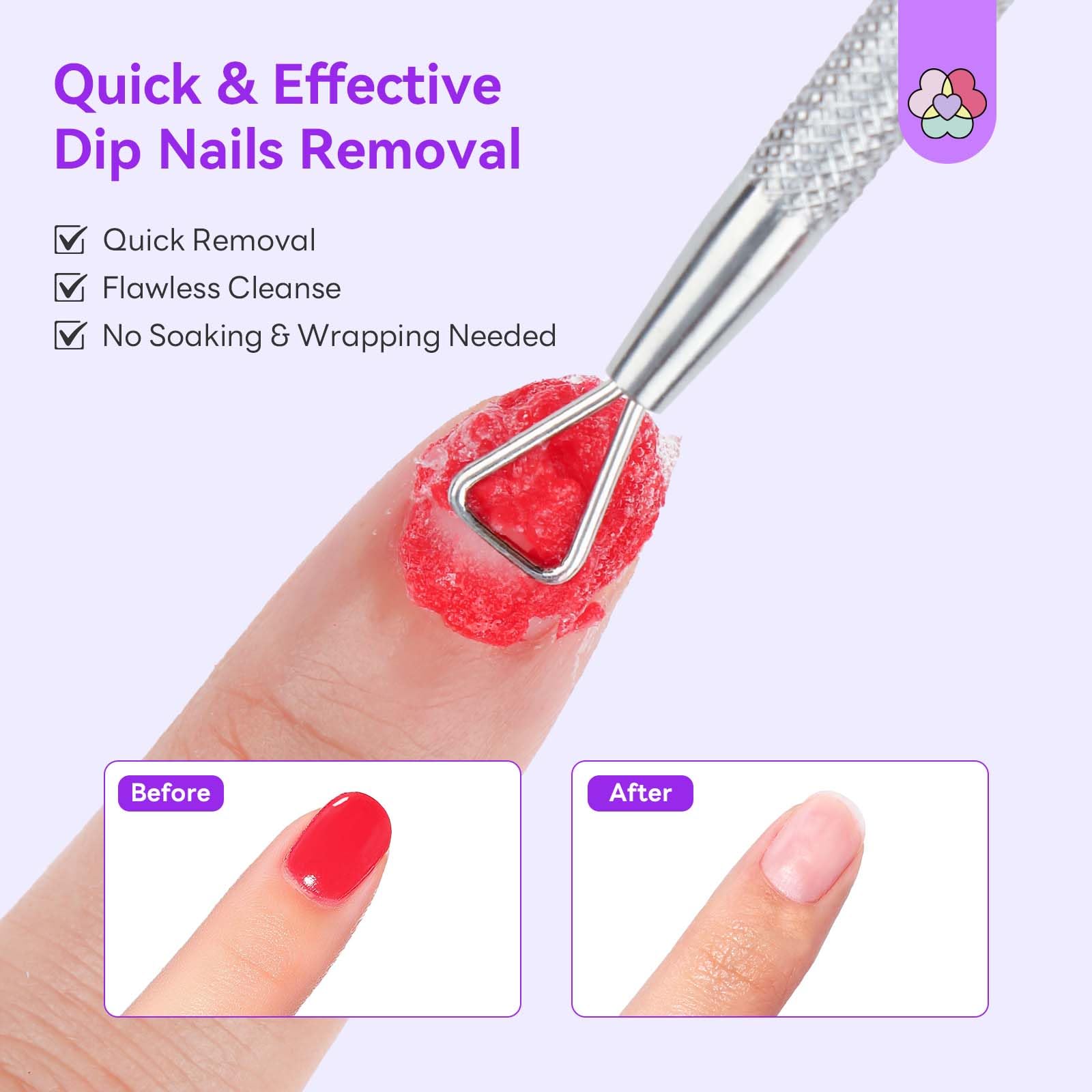 SAVILAND Essentials Dip Nail Remover Kit: Effective Removal Dip Powder Remover With Nail File Buffer For Dip Nails Remove No Need Foil Soaking or Wrapping Home 15 ml - Image 3