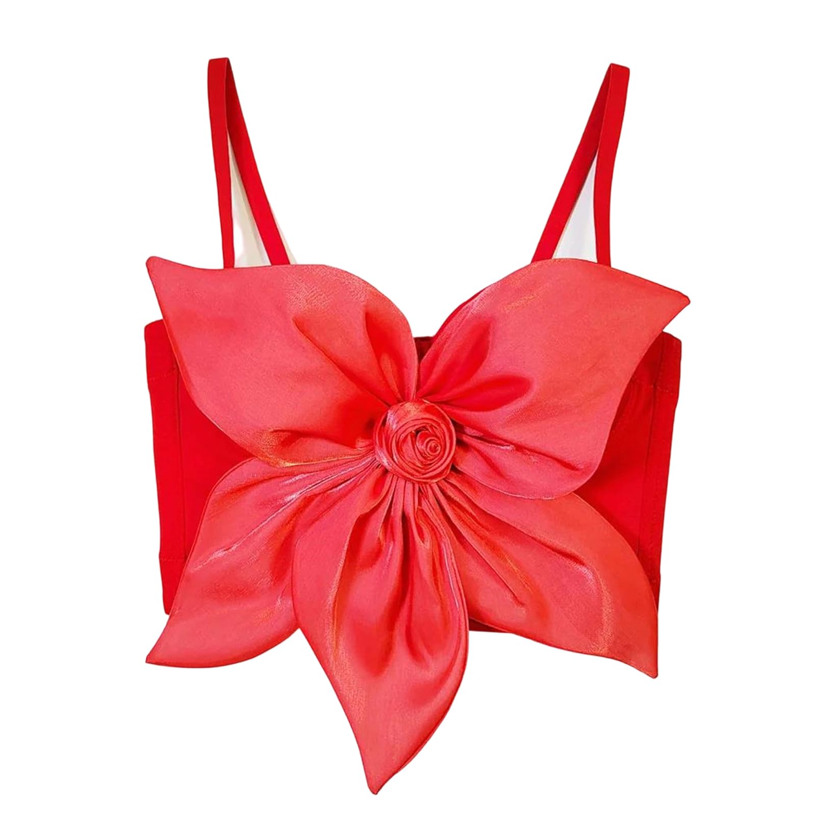 Yeuyyben Camisola para mujer, con lazo floral, sin mangas, diseño de flores, color liso, para verano, informal, a la moda