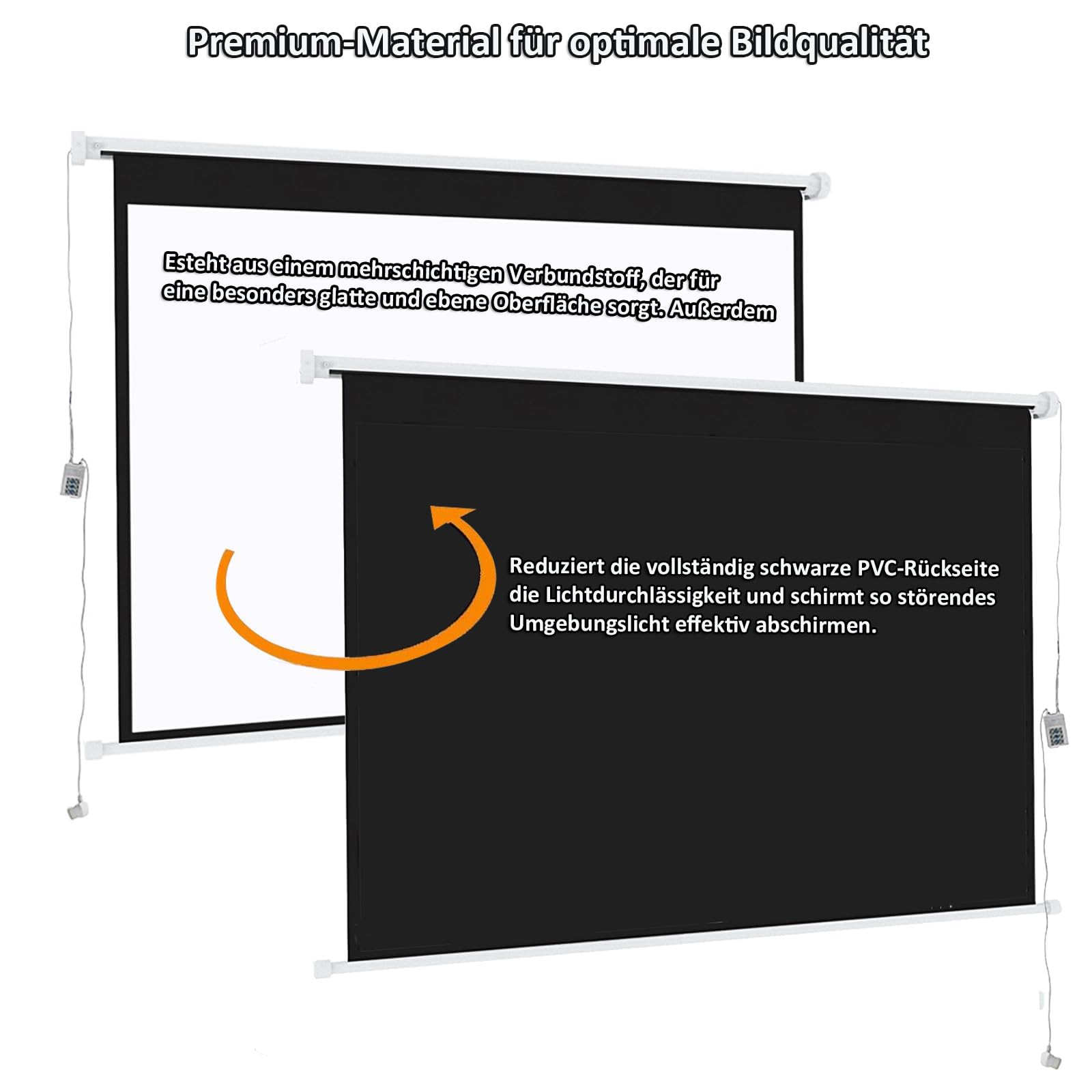 INMOZATA Beamer Leinwand Elektrisch 72 Zoll/ 166x124cm 4:3 Motorleinwand | Elektrische Leinwand Deckenmontage & Wandmontage, Projektor Leinwand Beamer mit Fernbedienung für Heimkino Büro, Weiß