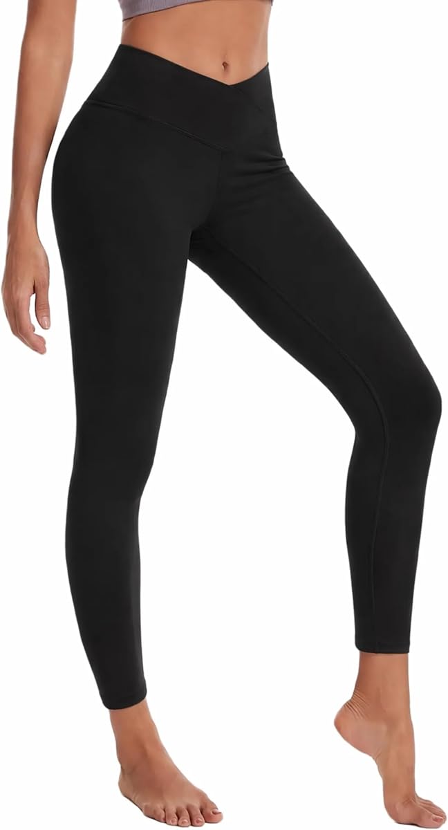 Leggings de pantalones de yoga de cintura alta cruzados para mujer