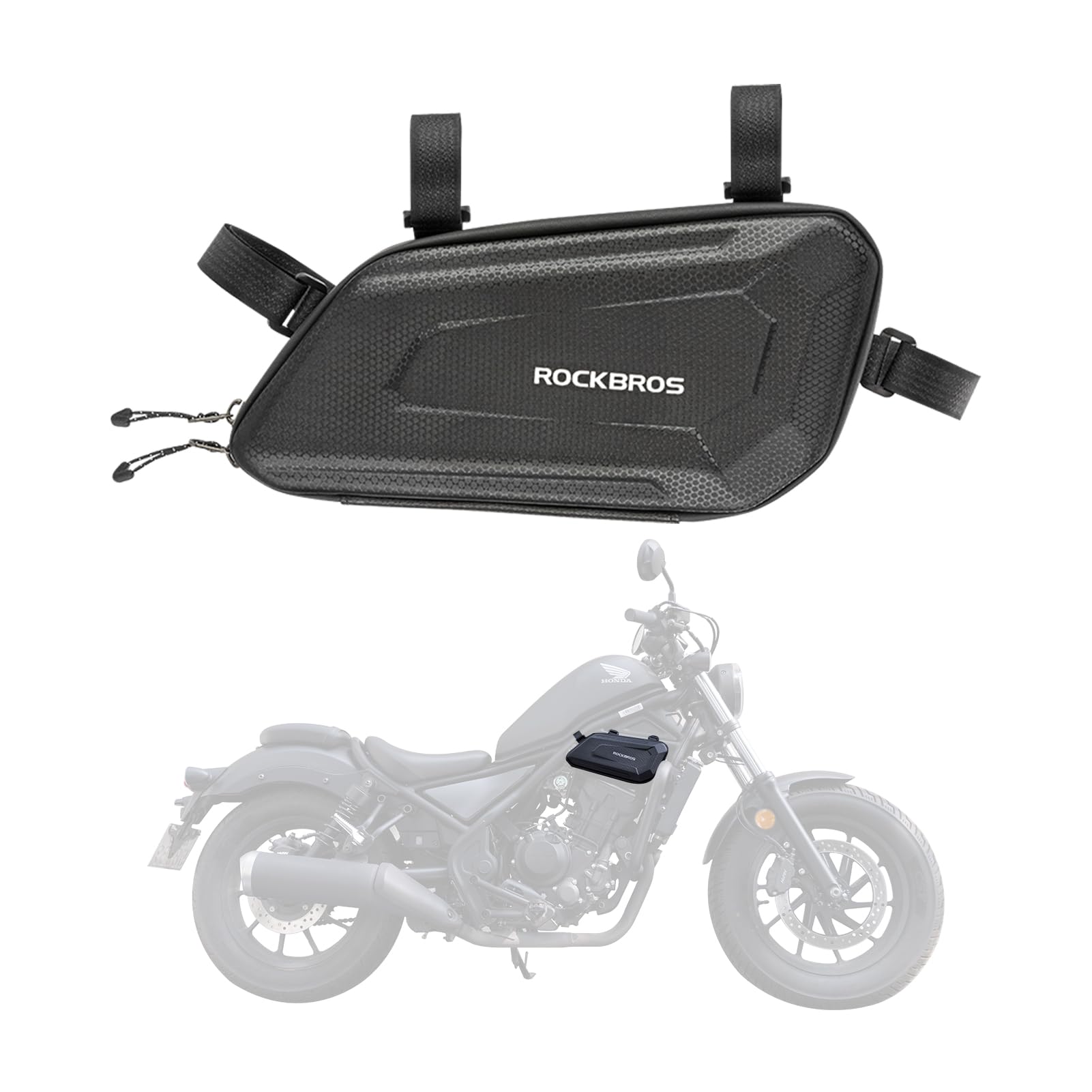 ROCKBROS Borsa Laterale Moto 1,5L, Borsa Guscio Rigido Resistente all'Acqua, con Cintura di Fissaggio Regolabile, per Motociclismo Motorcycle, Nero Destra