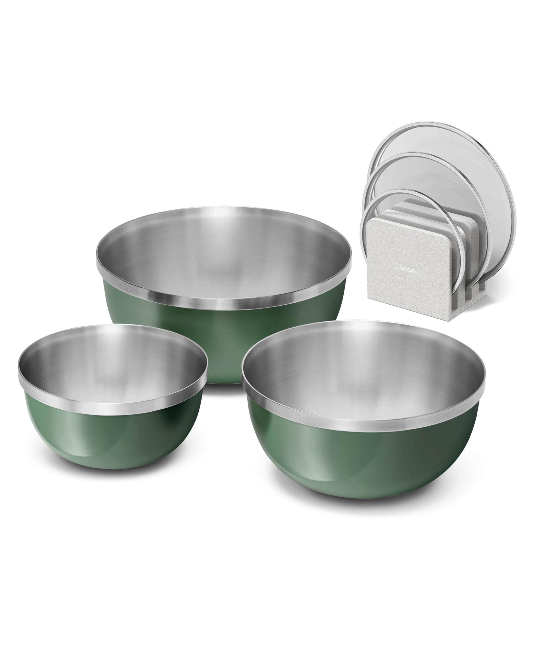 Caraway 7-Piece Mixing Bowl Set with Lids and Lid Storage Organizer | 6 qt, 4 qt, 2 qt St…