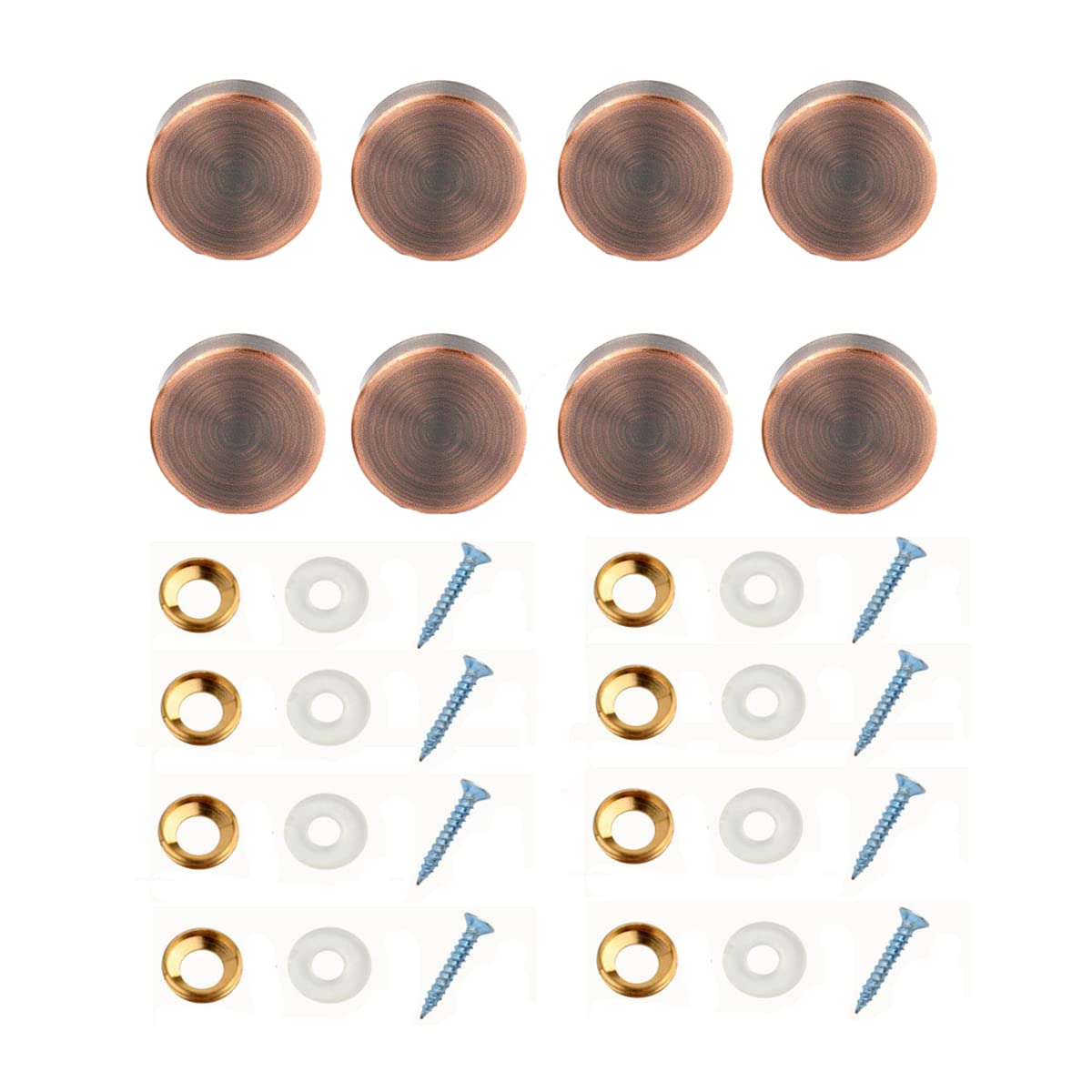 Unifizz Mirror Screws, 25mm Copper Mirror Nails with Decorative Caps, Brass Mirror Covers Hardware and Rubber Washer for Bathroom Wardrobes Mirror Panels Table, Red Bronze, 8pcs