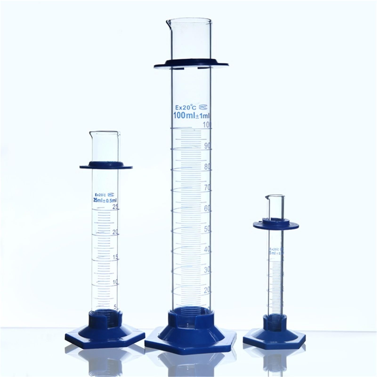 10 unids/pack 100mL cilindro de medición de vidrio Hexagonal cilindro graduado de vidrio químico de borosilicato