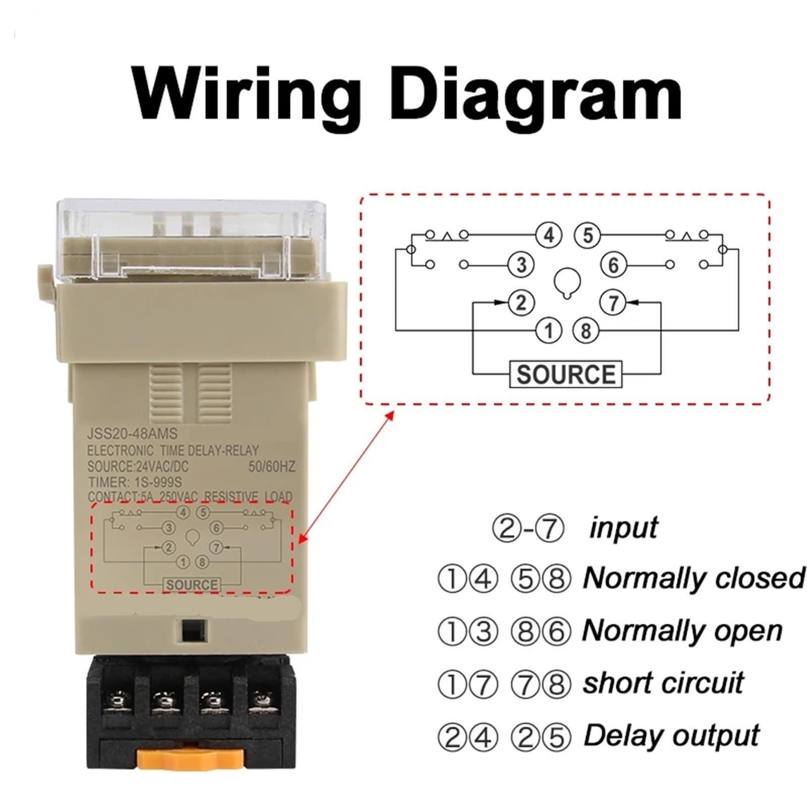 JSS20-48AMS DC12V DC24V AC220V AC380V Programowalny cyfrowy wyświetlacz LED Czas Relay z podstawą opóźnienia gniazda 0,01S-999H Timer (DC 12 V)