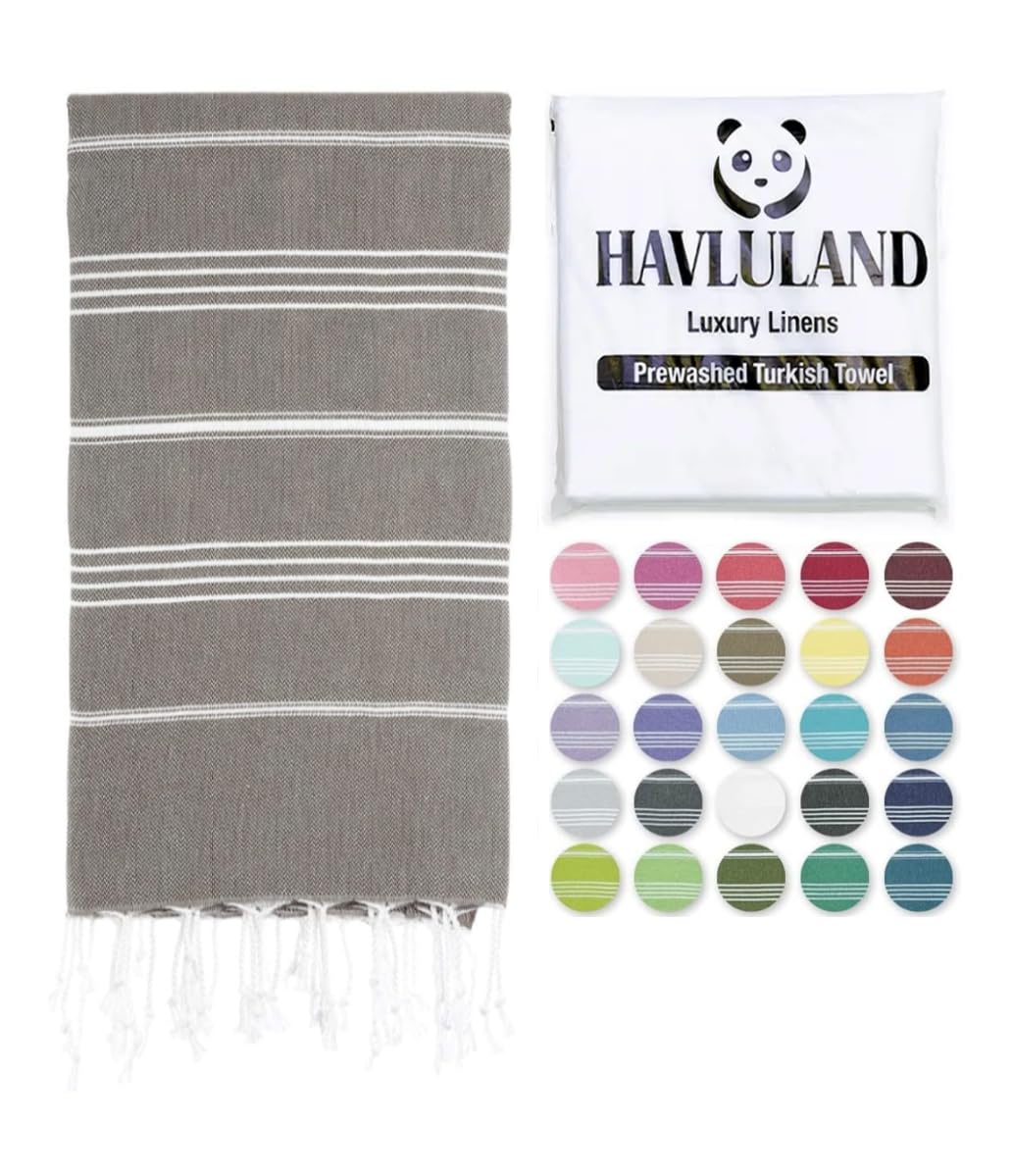 HAVLULAND Turkish Beach Towels, Oversized 40"x72" Turkish Bath Towel, Highly Absorbent Quick Dry Sand Free Beach Towels for Beach Pool Spa Gym Yoga