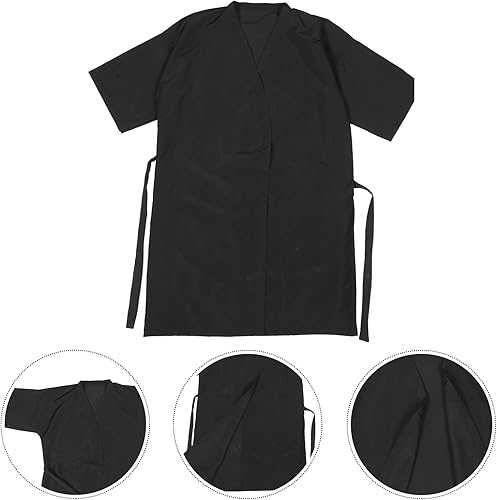 Miniatura 2 de 1pc negro salón cliente vestido batas cabo corte pelo Smock capa para clientes estilo kimono, Negro -