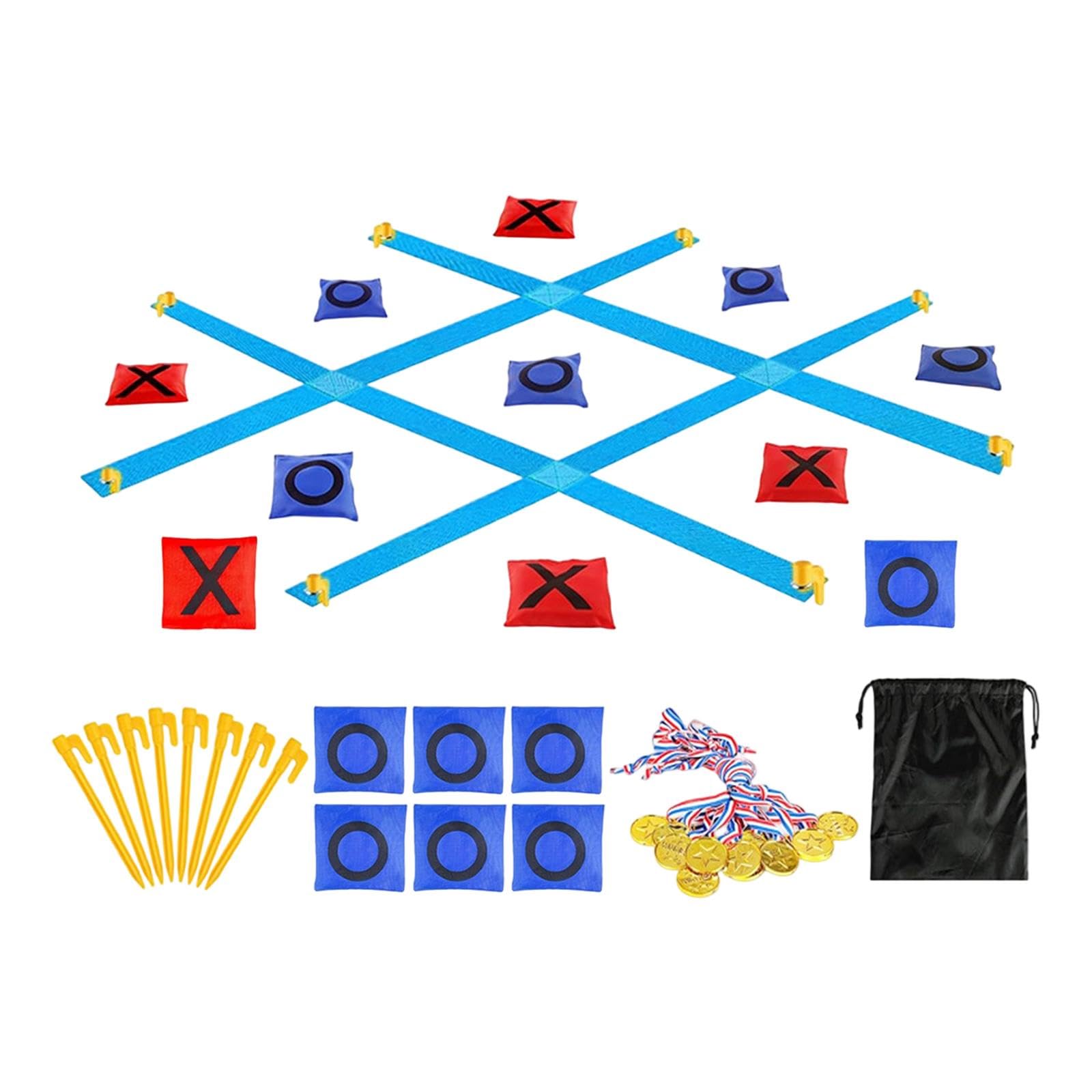 Tic Toe Spiel Outdoor Riesen Wurfspiel Set Sandbeutel Zielwurf Spielzeug Nylon für Kinder Erwachsene Eltern Kind Gemeinsames Spielen, Tic Tac Toe Blau