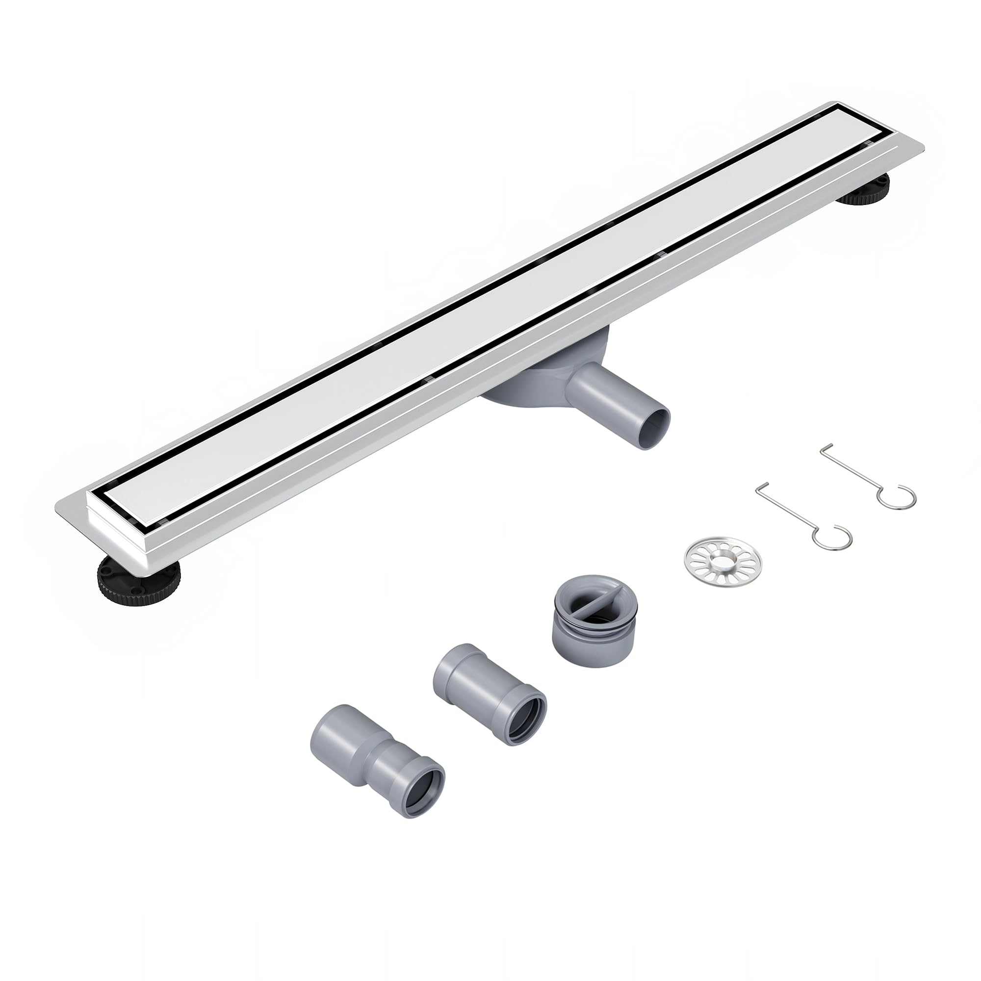 Neodrain Linear Shower Drain 90cm 2 in 1 Tile Insert Stainless Steel Shower Drain with 360° Siphon, Shower Trap, Hair Strainer