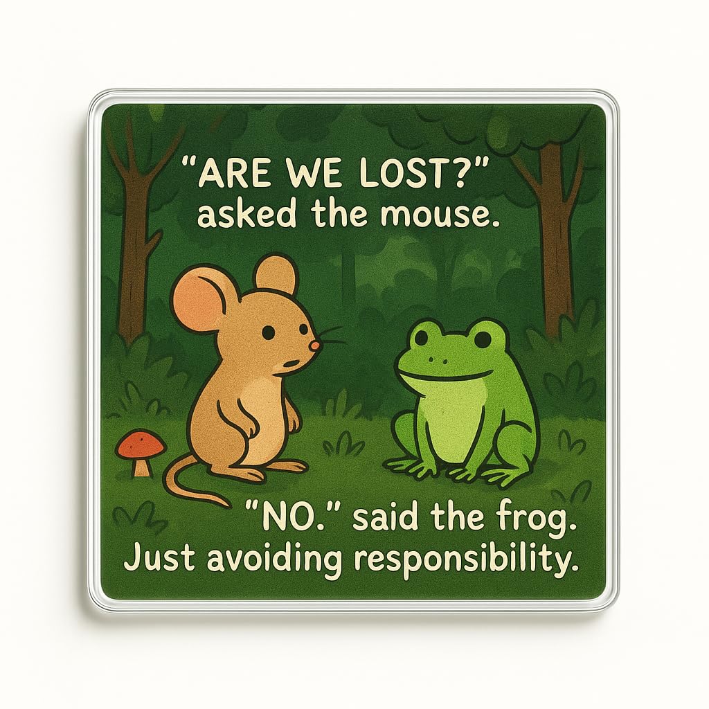 Whimsical Acrylic Coaster Gift - Playful Forest Design with Mouse and Frog Illustration for Unique Home Decor