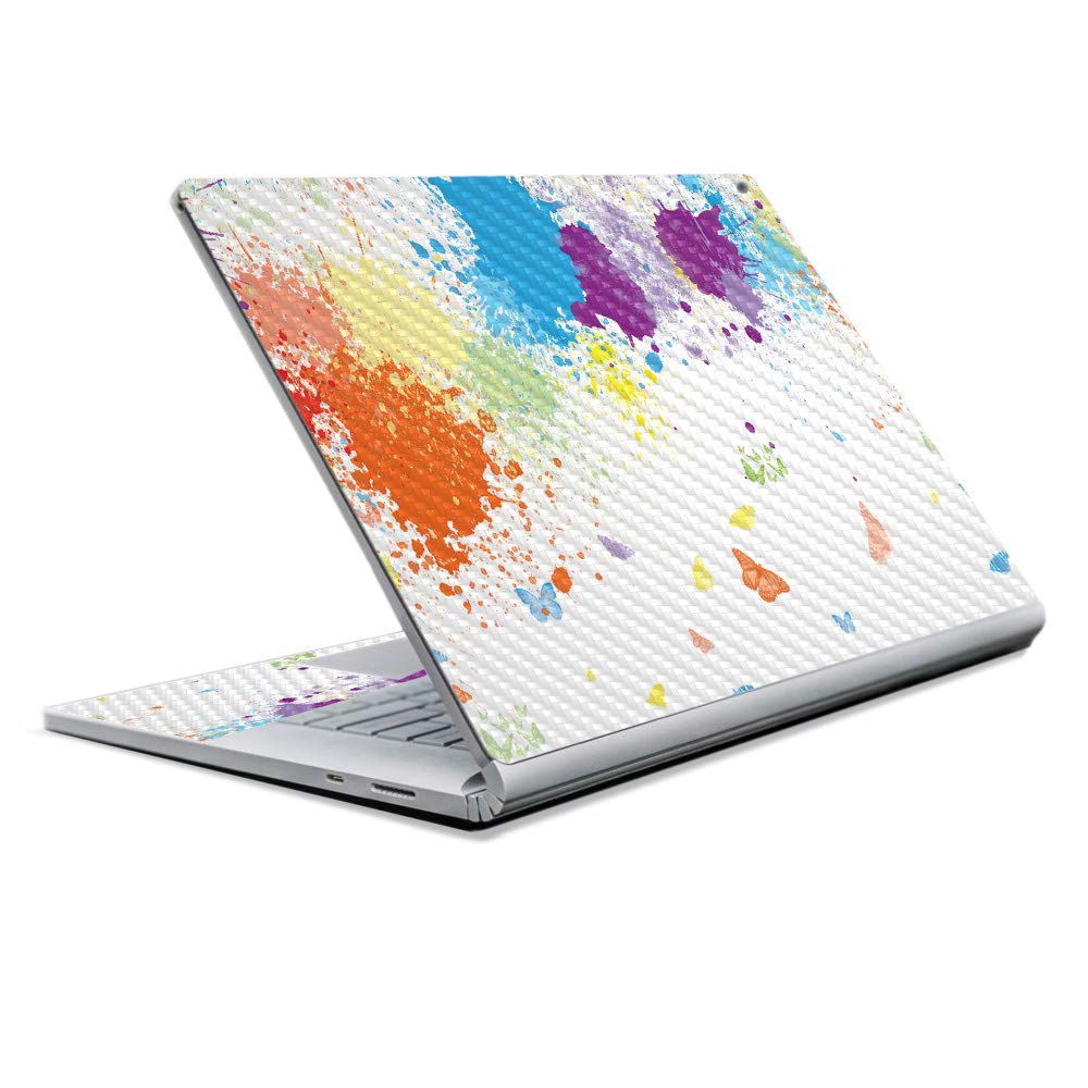 MightySkins Carbon Fiber Skin for Microsoft Surface Book 2 13" (2017) - Splash of Color,Protective, Durable Textured Carbon Fiber Finish,Easy to Apply, Remove, and Change Styles,