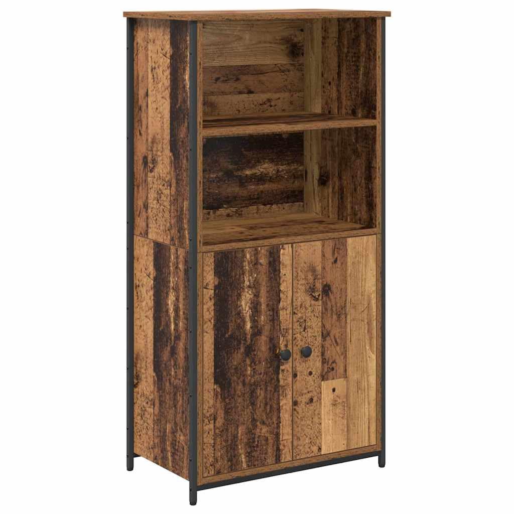 Armario de madera envejecida para organizar tu salón con estilo industrial rústico