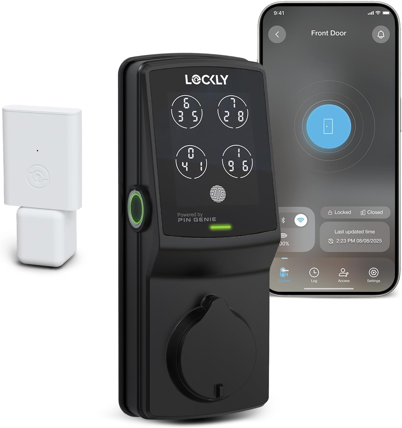 Lockly Secure Pro Wi-Fi Smart Door Lock, Keyless Entry with PIN Genieยฎ Digital Keypad, 3D Biometric Fingerprint Sensor Front Door Lock Deadbolt, Voice Control & Auto Lock - Left Fingerprint Edition