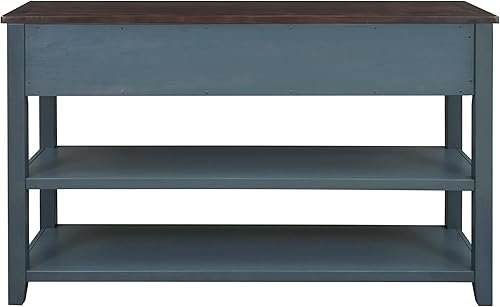 Miniatura 9 de Merax Mesa consola pequeña con 3 cajones de almacenamiento y 2 estantes abiertos, mesa de entrada de granja con marco de madera de pino y patas