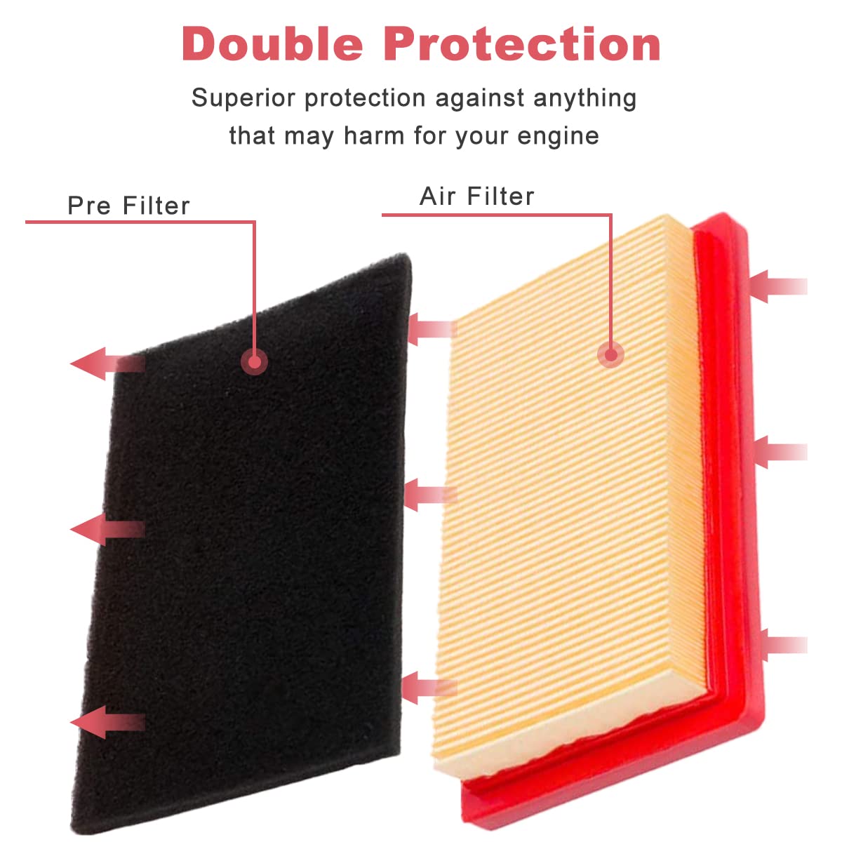 Lot De 4 Filtres à Air 951-10298 + Pré-nettoyant Pour Tondeuse